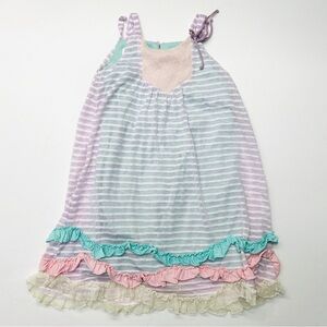 Isobella & Chloe Mint Green Lavender Purple Striped Lace Ruffle Dress